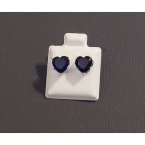 Gorgeous 2 Carat Heart Cut Lab Created Blue Sapphire Stud Earrings~.925 SS